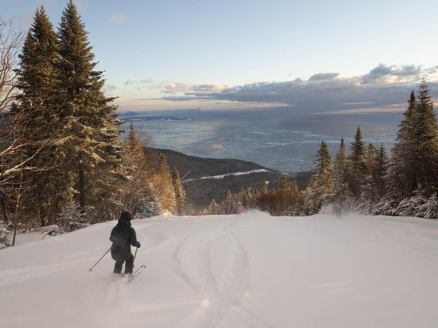 skiing Le Massif with a view