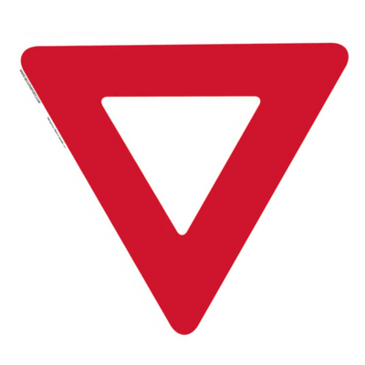Cédez-le-passage, panneau triangulaire rouge et blanc.