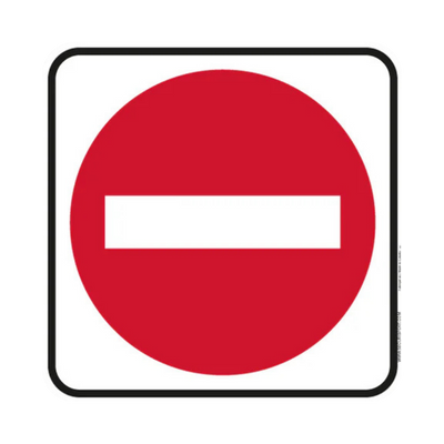 Panneau de signalisation sens interdit sur fond blanc.
